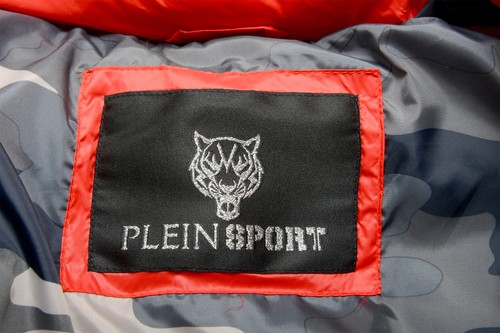 PLEIN SPORT PLEIN SPORT HERREN ROT LOGO AUFDRUCK REISSVERSCHLUSS PARKA WESTE MIT ABNEHMBARER