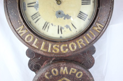 Antique AFTER BAIRD BUC ADVERTISING WALL CLOCK VANNER & PREST'S MOLLISCORIUM