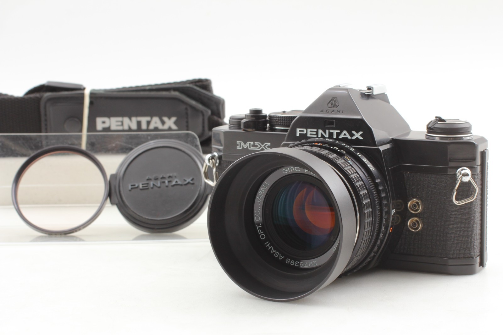Almost MINT w/ Hood】 Pentax MX Black SLR Film Camera M 50mm