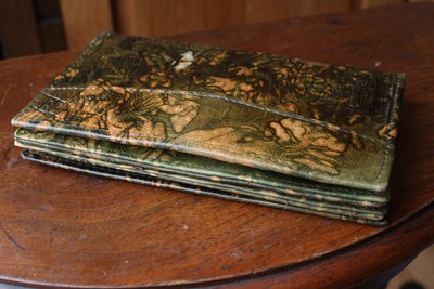 Brown Leather Egyptian Hieroglyphic Embossed Gold Wallet Travel Souvenir