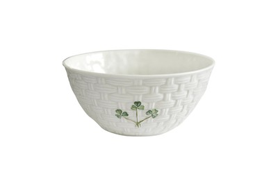 Pottery Shamrock Bowl, 6'', Green/White