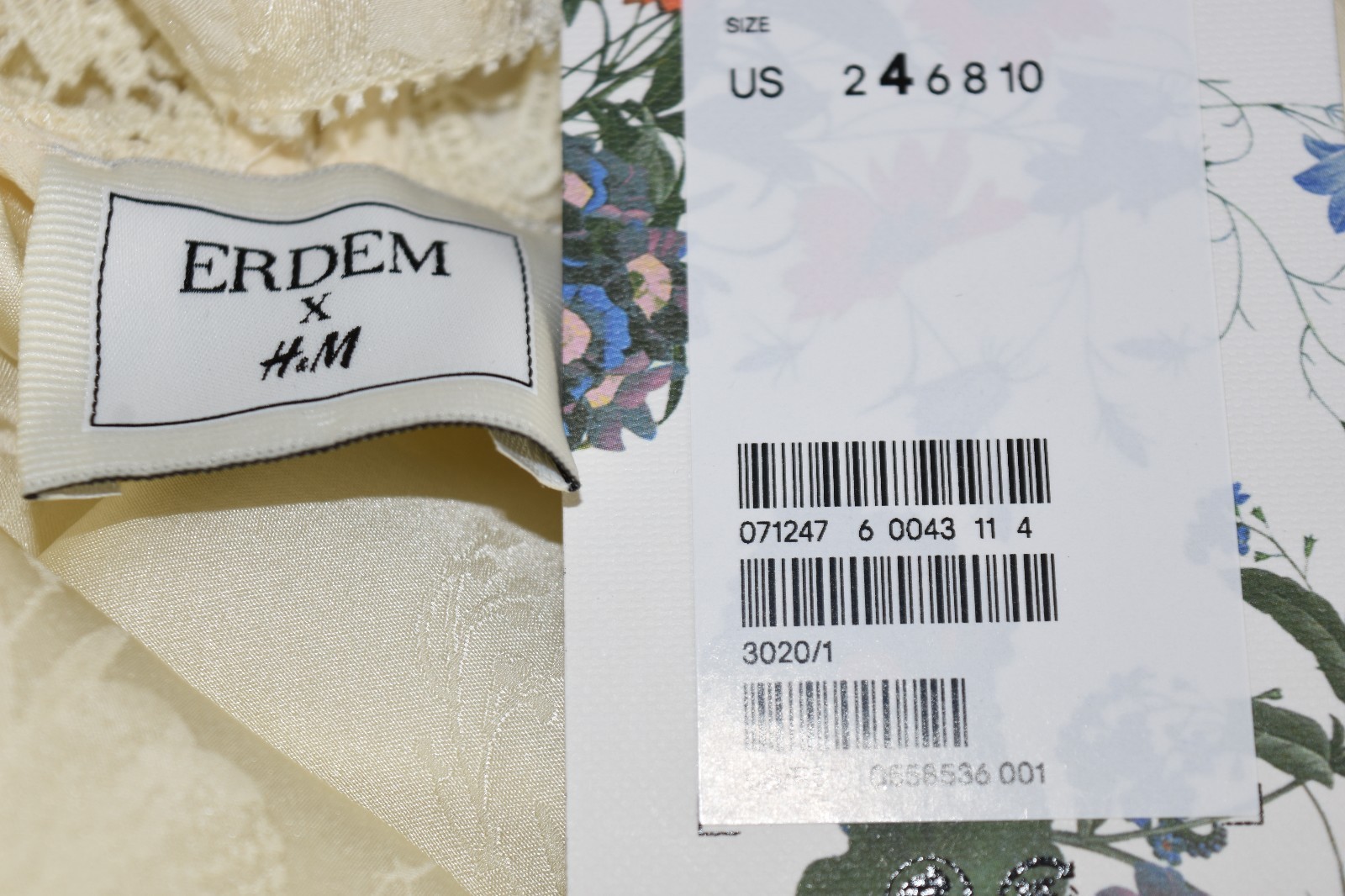 Pre-owned H&m Erdem X  Jacquard Silk Blouse Crochet Lace White Ivory 2 4 10 Ships Today