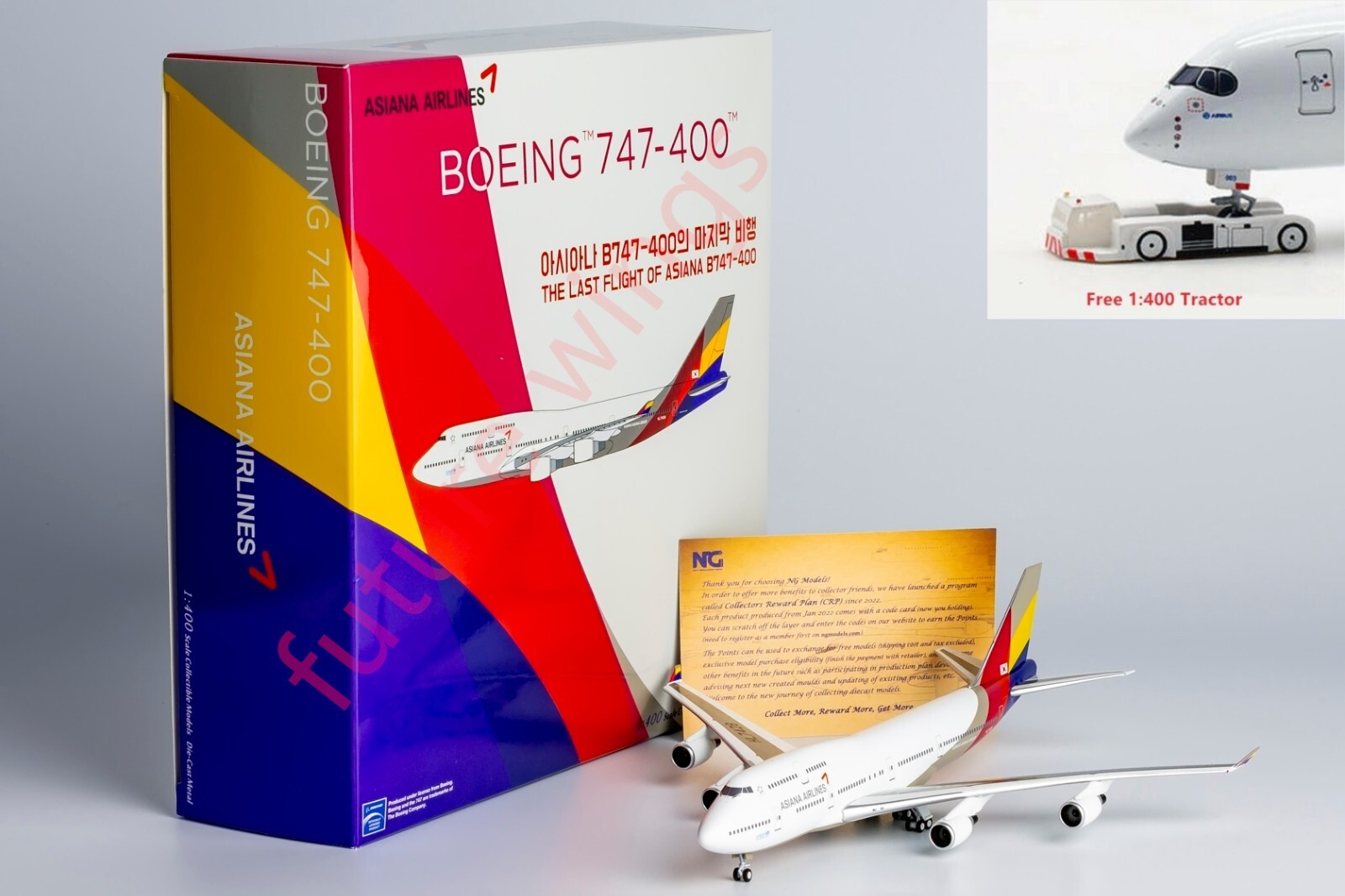 ASIAN AIRLINES 747モデル 1/4 00 SQ Wings 1:200 Asiana Airlines Boeing B747-400 Diecast