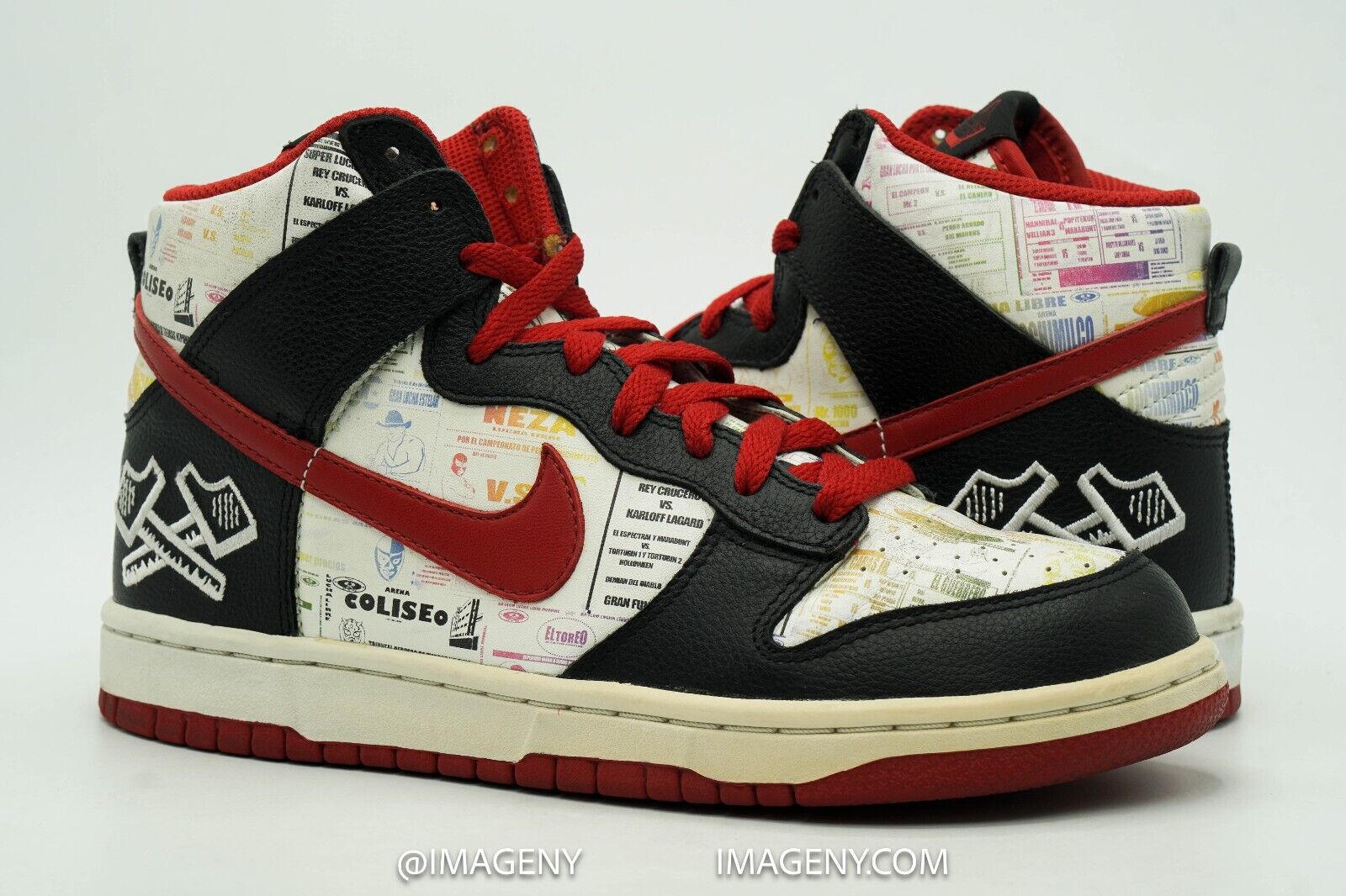 NIKE DUNK HIGH USED SIZE 7 LUCHA LIBRE BLACK/SPORT RED-WHITE NIKE DUNK HIGH USED SIZE 7 LUCHA LIBRE BLACK/SPORT RED-WHITE