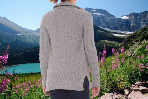 Pre-owned Dale Of Norway Womens Gudrun Large Merino Wool Long Cardigan Jacket $450 In Light Charcoal Gray / Grey
