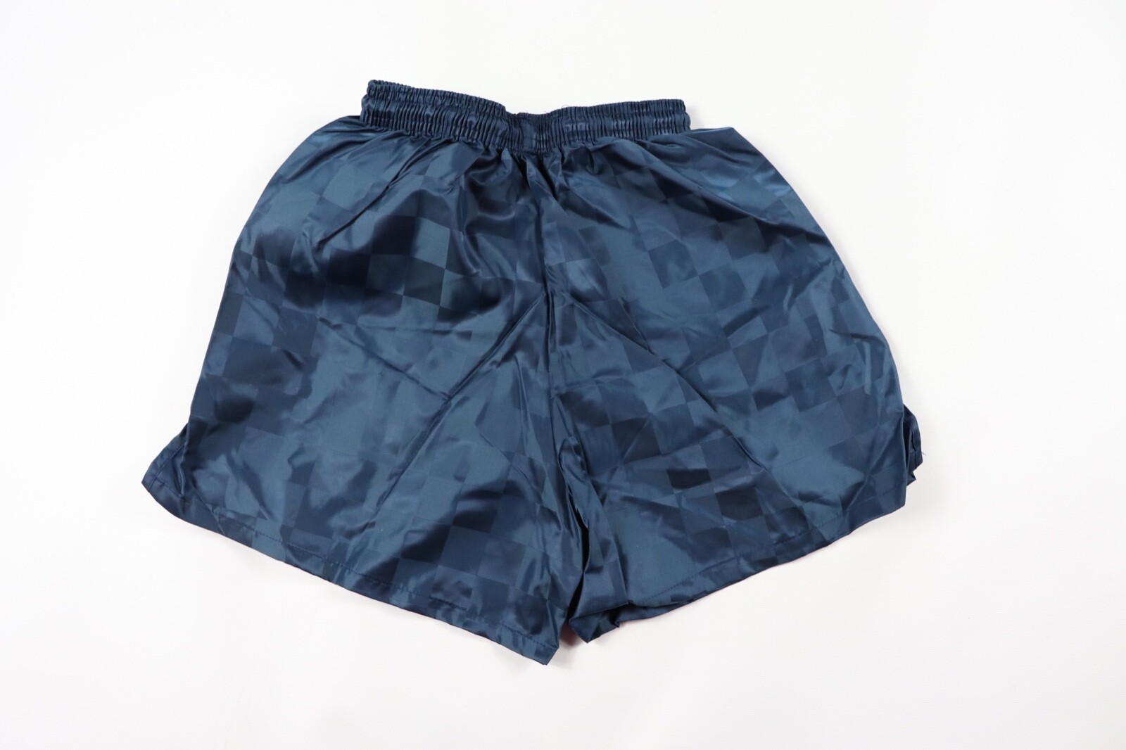 Vintage 90s New Yale Sportswear Youth Large Nylon Checkered Soccer Shorts Navy