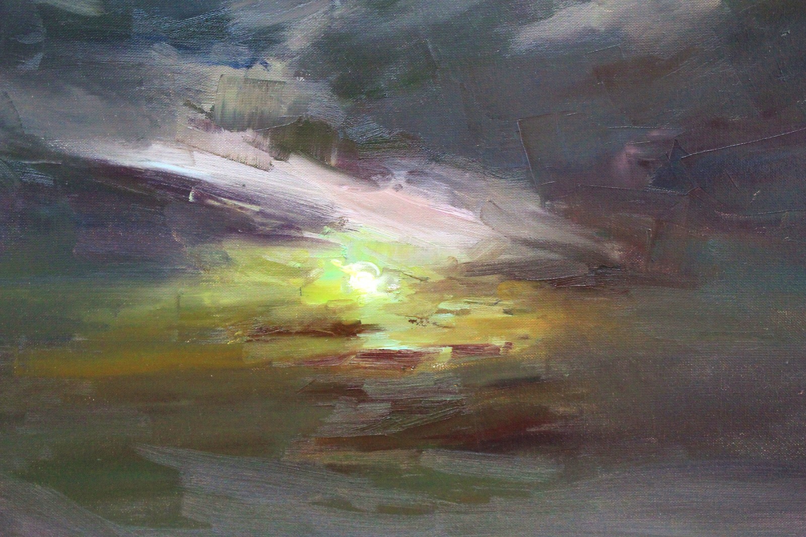 Landscape painting Original art Impressionism Oil on canvas by S. Chernyakovsky