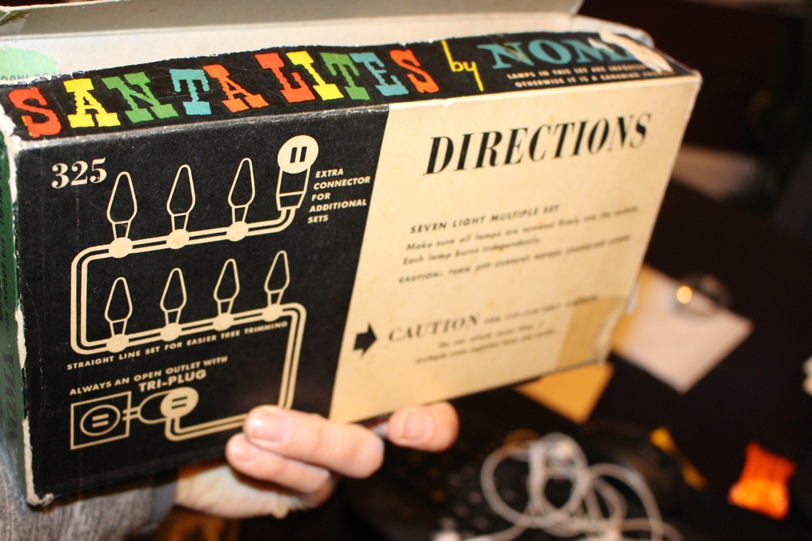 VINTAGE NOMA CHRISTMAS TREE SANTA LITES LIGHTS WITH BOX HOLIDAY DECORATION