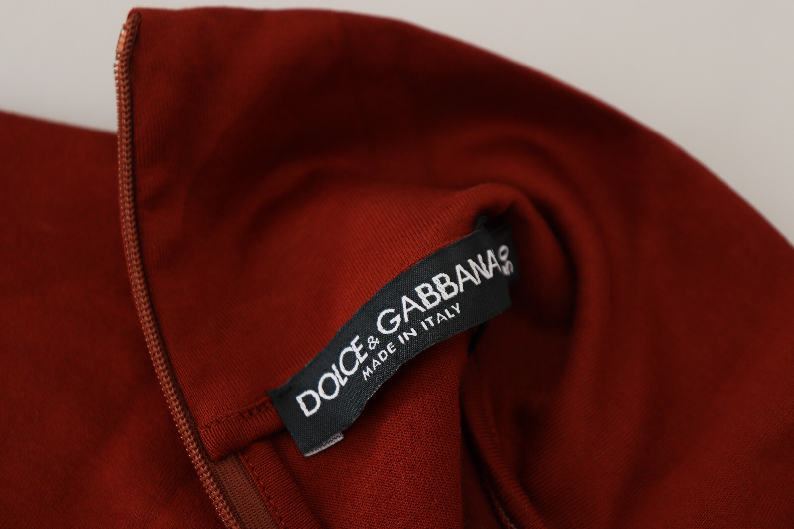 Pre-owned Dolce & Gabbana Sweater Maroon Cotton Turtle Neck Zip It46 / Us36 / S Rrp $600 In Red
