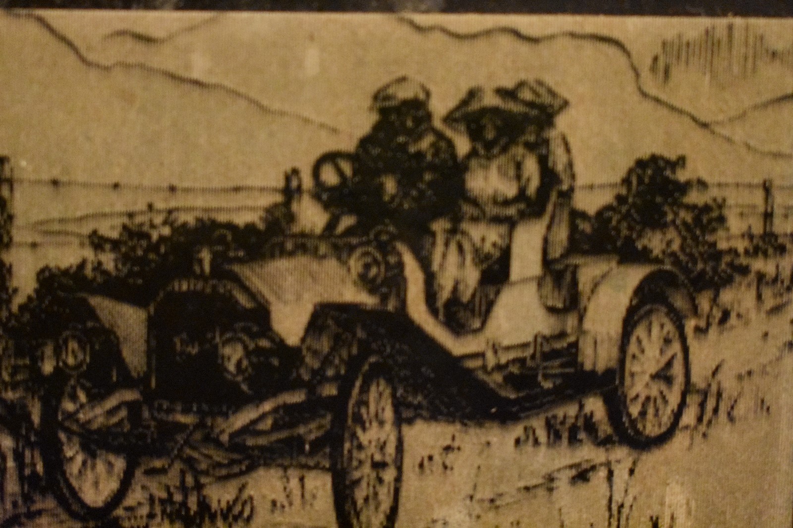 Car Paperweight Etched metal on Marble Bayou Metallic Arts 4 inch long x 3 wide