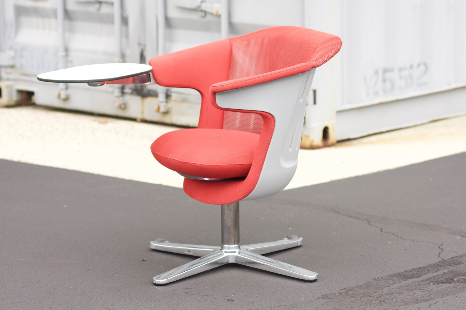 Steelcase i2i Leap Office Chair Chrome Base Tray Table Mid Century Eames Miller