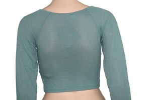 Le Lis Women's Long Sleeve Knit Crop Top ribbed V-neck twist back