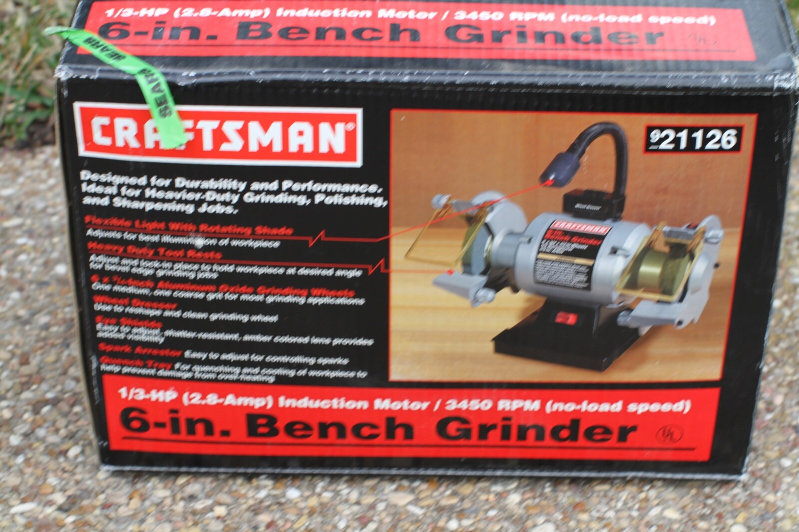 Craftsman 6 in. Bench Grinder 1/3 HP 3450 RPM w/ Light - New in Box