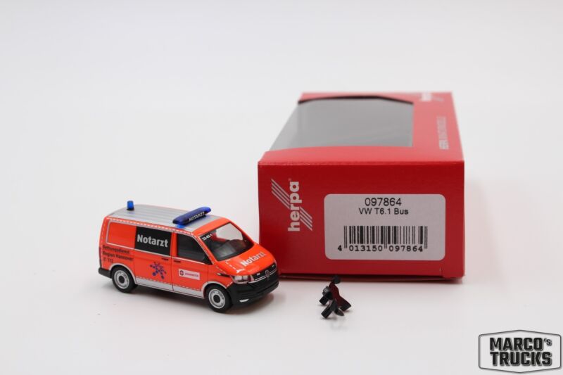 Herpa VW T6.1 Bus NEF "Rettungsdienst Region Hannover/Johanniter" No. 097864