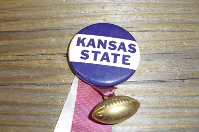 Vintage Kansas State Wildcat Celluloid Football Pin - 1960s - Scarce & Pennant