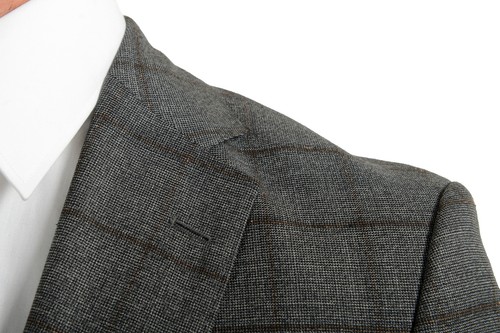 Pre-owned Hugo Boss Men's "johnstons5/lenon1" Regular Fit 100% Wool Plaid Two Button Suit In Gray