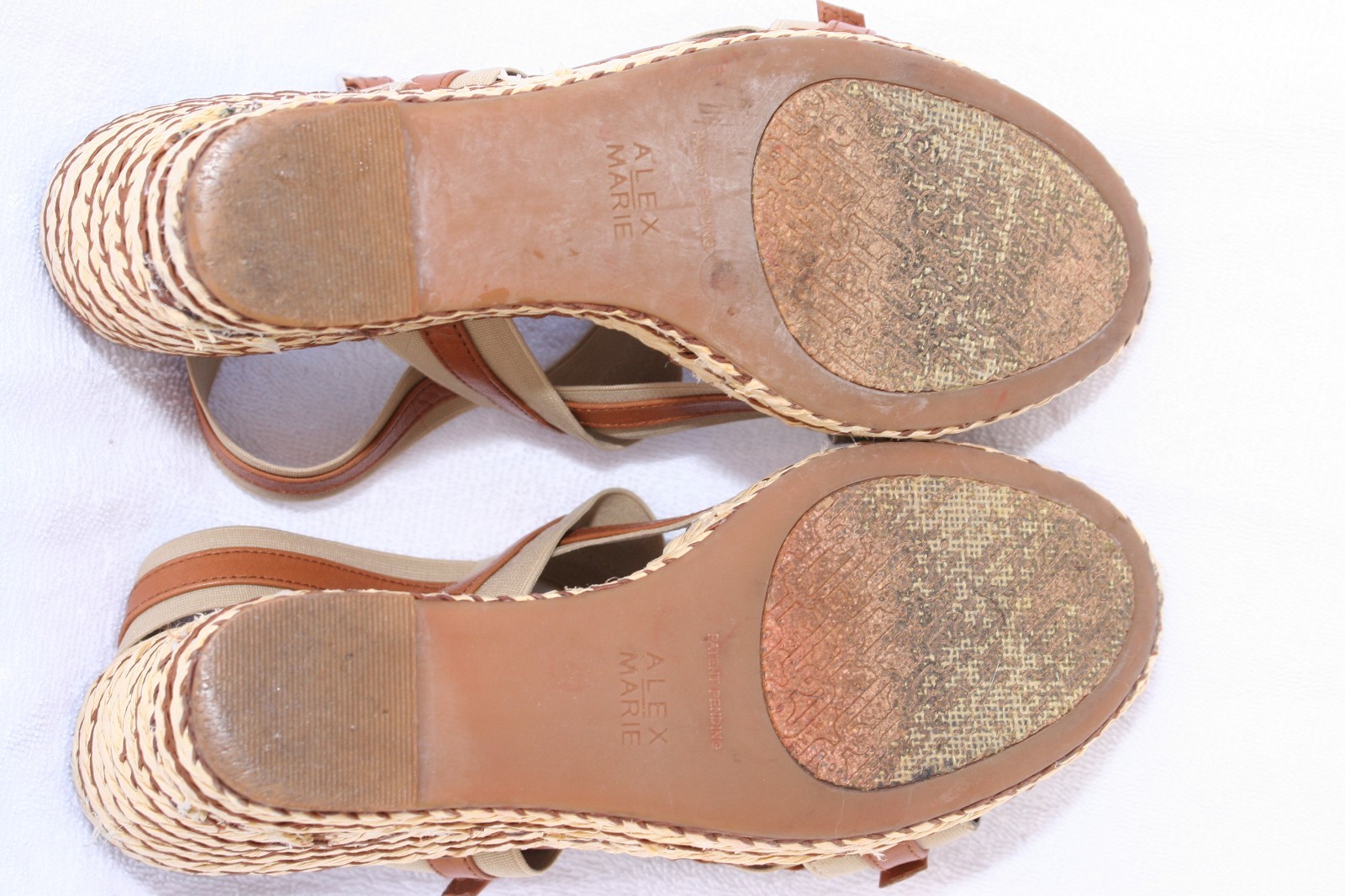 Alex Marie Womens Shoes Size 9 M Brown Leather Stretch Slingback Wedge Open Toe