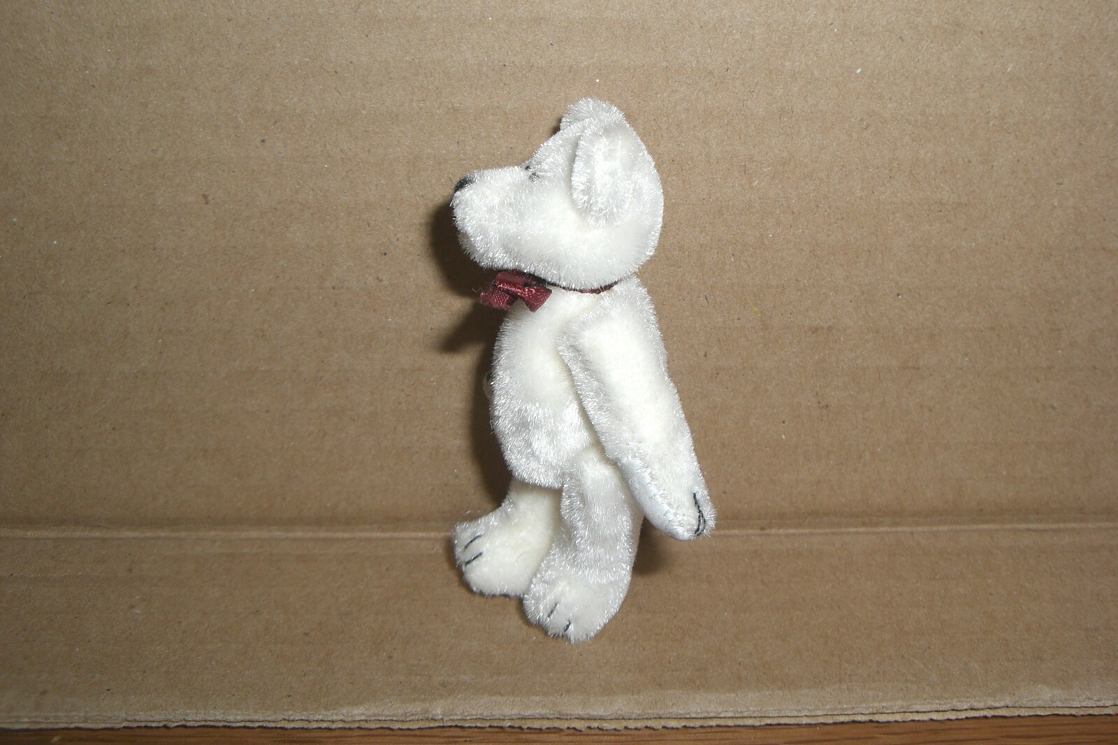LITTLE GEM TEDDY BEAR, WHITE MOHAIR, 3