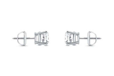 Pre-owned Shine Brite With A Diamond 2 Ct Round Lab Created Grown Diamond Earrings 14k White Gold G/vs Basket Screw In White/colorless