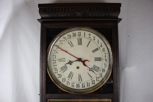 Antique INGRAHAM WALL REGULATOR CALENDAR CLOCK
