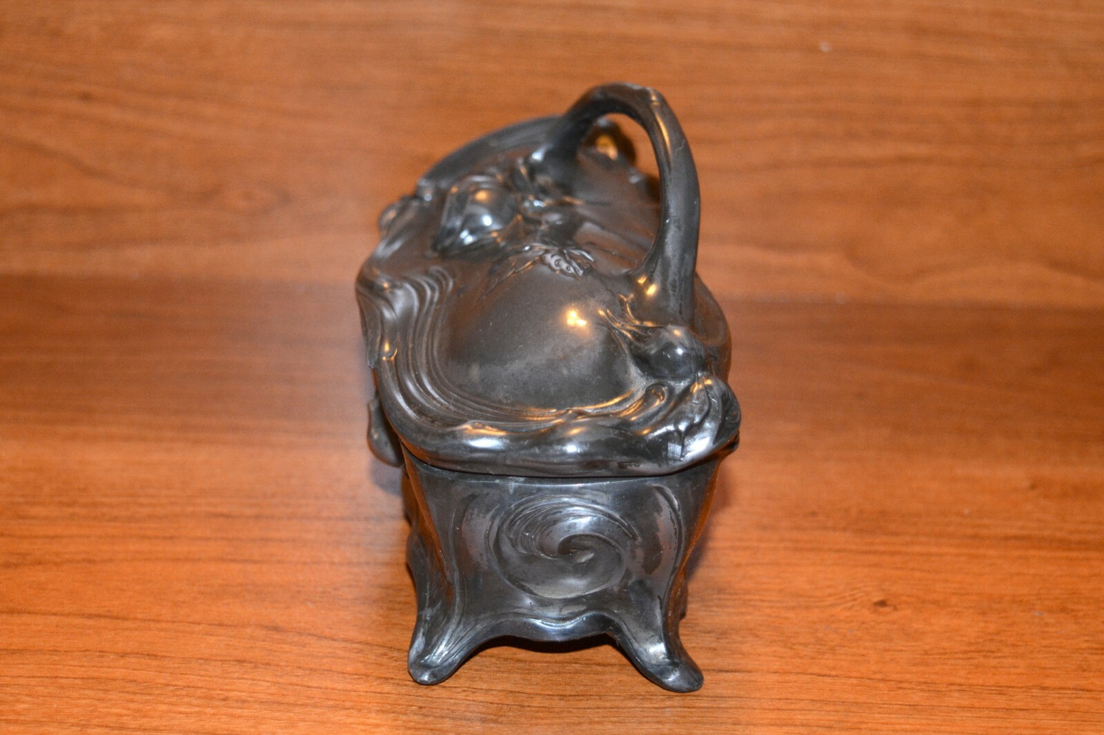 Art Nouveau  Antique Gilt Metal Ring Casket J.B. Jennings Brothers Model 595