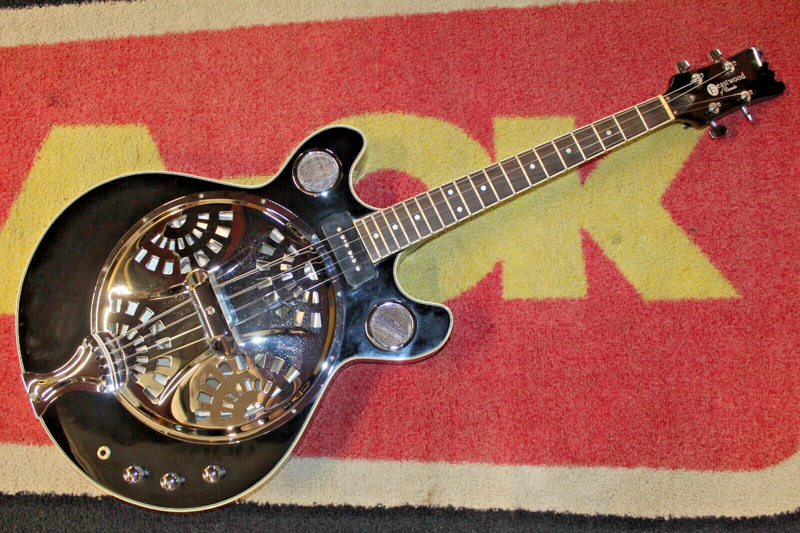 Eastwood Delta 4-String Electric Tenor Guitar Glossy Solid Black Chrome Hardware