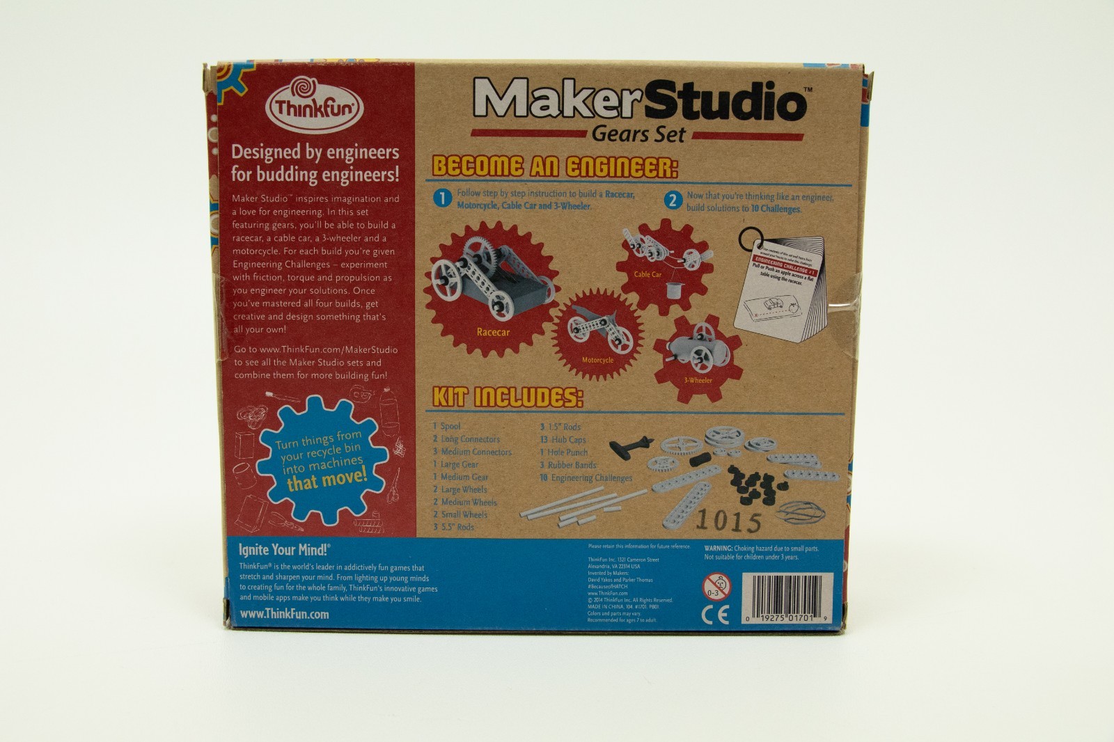 Think Fun Maker Studio Gears Set 10 Engineering Challenges To Build NEW