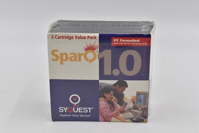 Brand NEW SyQuest SparQ 1Gb Zip Disc PC Formatted SPARQ1.0 Media, Sealed 3 Pk