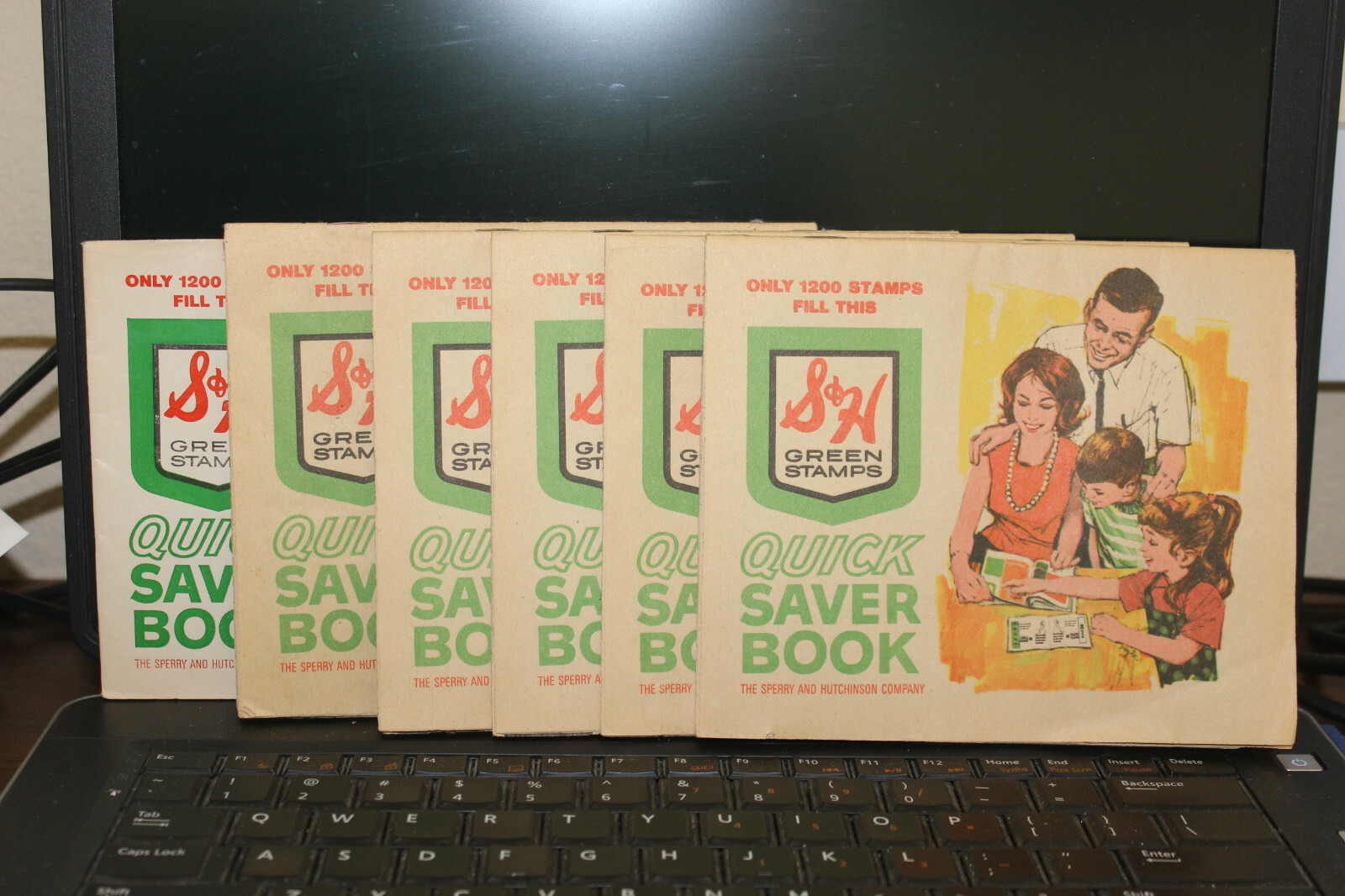 6 Vintage Filled S & H GREEN STAMPS BOOK Sperry Hutchinson Food FOLDER USED