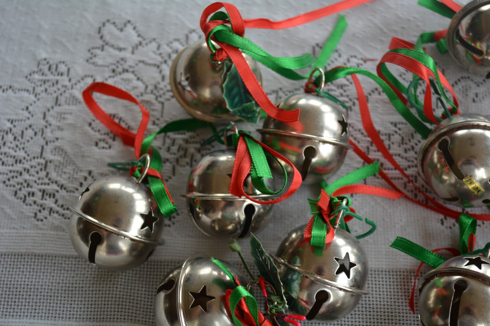 Lot of 15 Metal Santa Sleigh Jingle Bells Christmas Ornaments Holiday Art Crafts