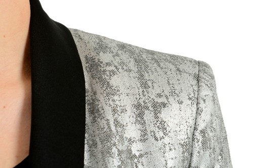 Pre-owned Versace Versus Silver Black One Button Women's Blazer Coat Sz Xs S M L Xl In Silver/black
