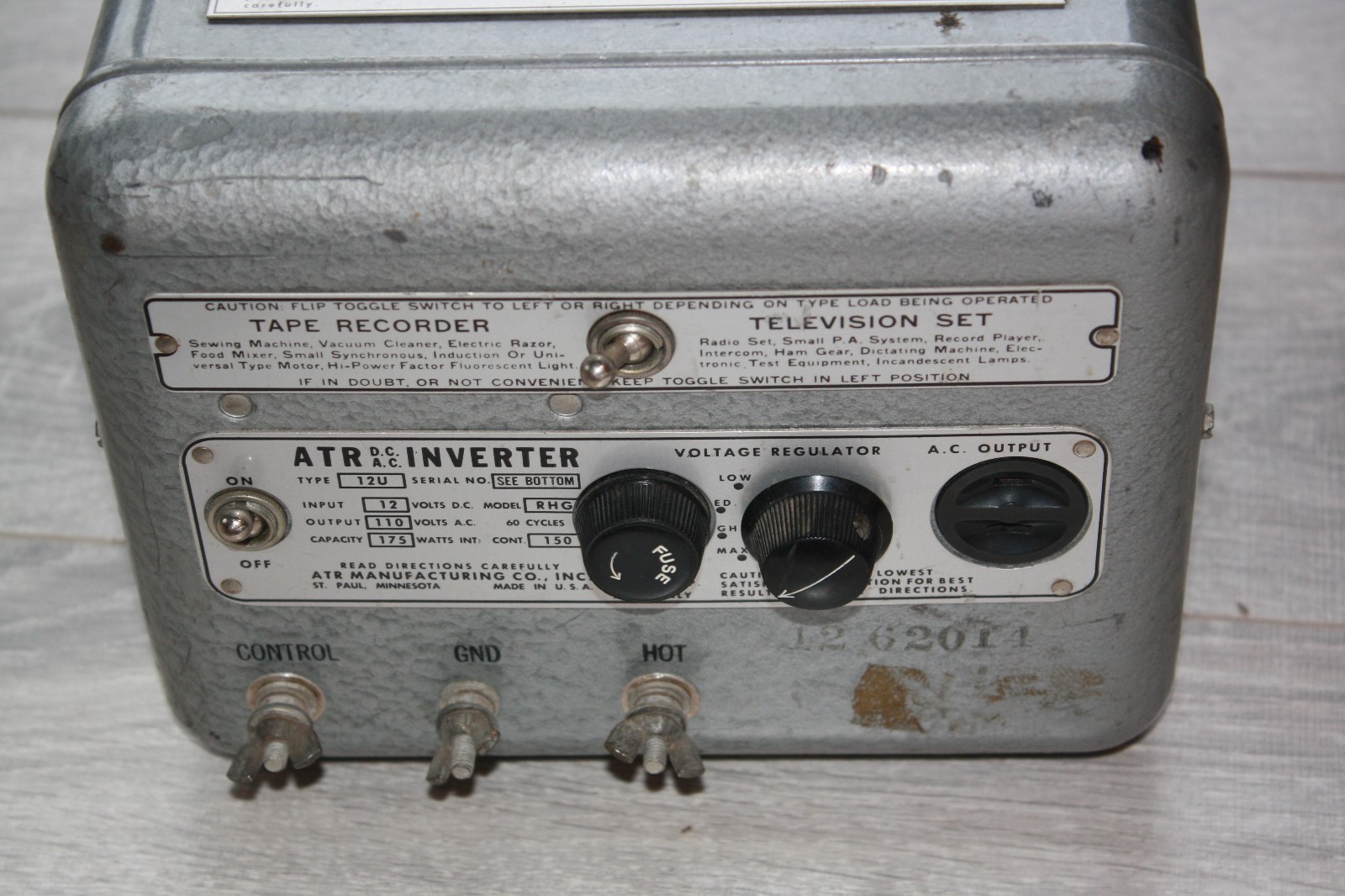 Vintage ATR INVDERTER Type 12U  Model RHG