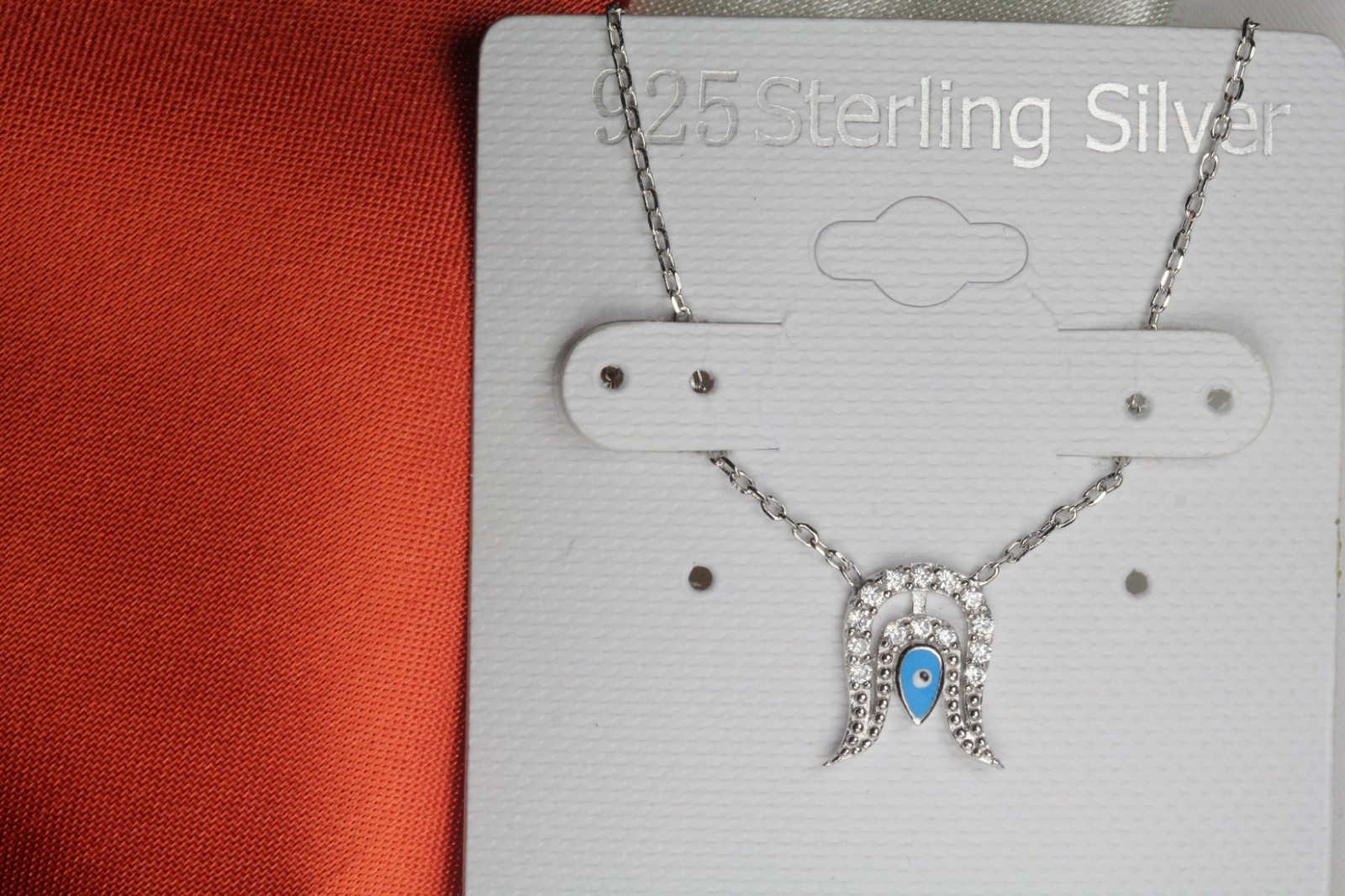 Ladies Evil Eye Horseshoe Sterling Silver 925 Nickel Free Pendant Necklace