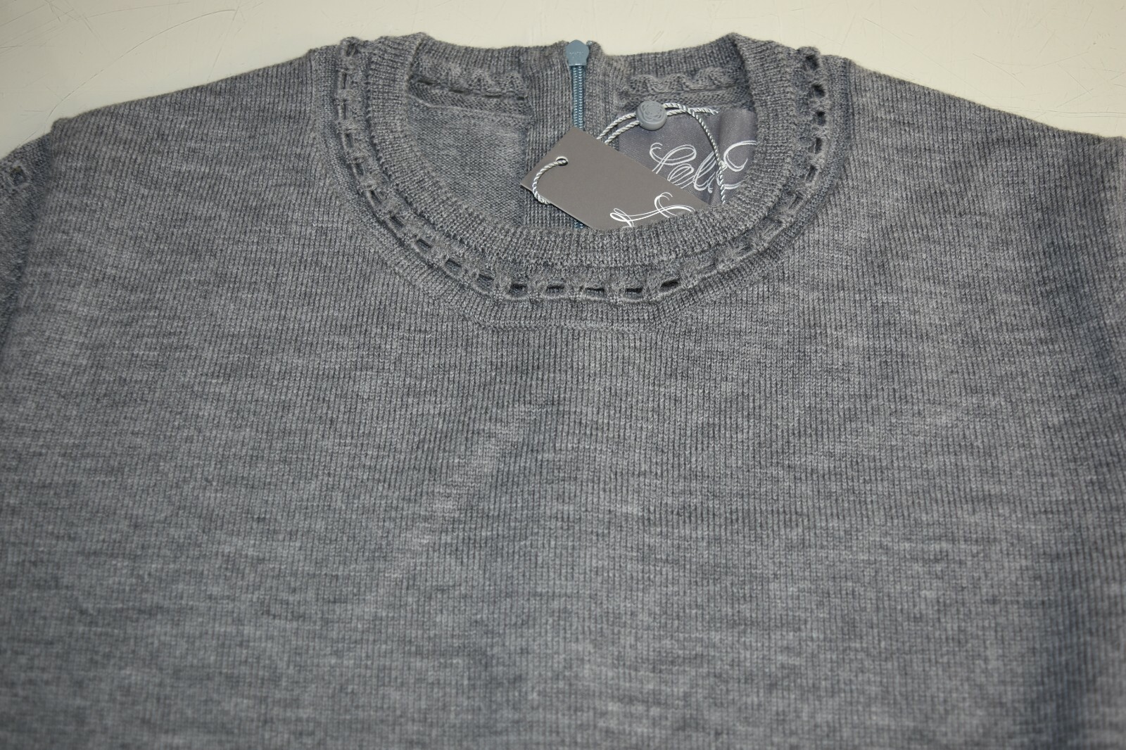 Pre-owned Pink Rose $1395 Lela Rose Crewneck Fit & Flare Loop Stitch Knit Dress Grey Wool M Xl In Gray