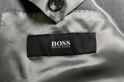 Pre-owned Hugo Boss "huge6/genius5" Men's 100% Wool Plaid Slim Gray Two Button Suit