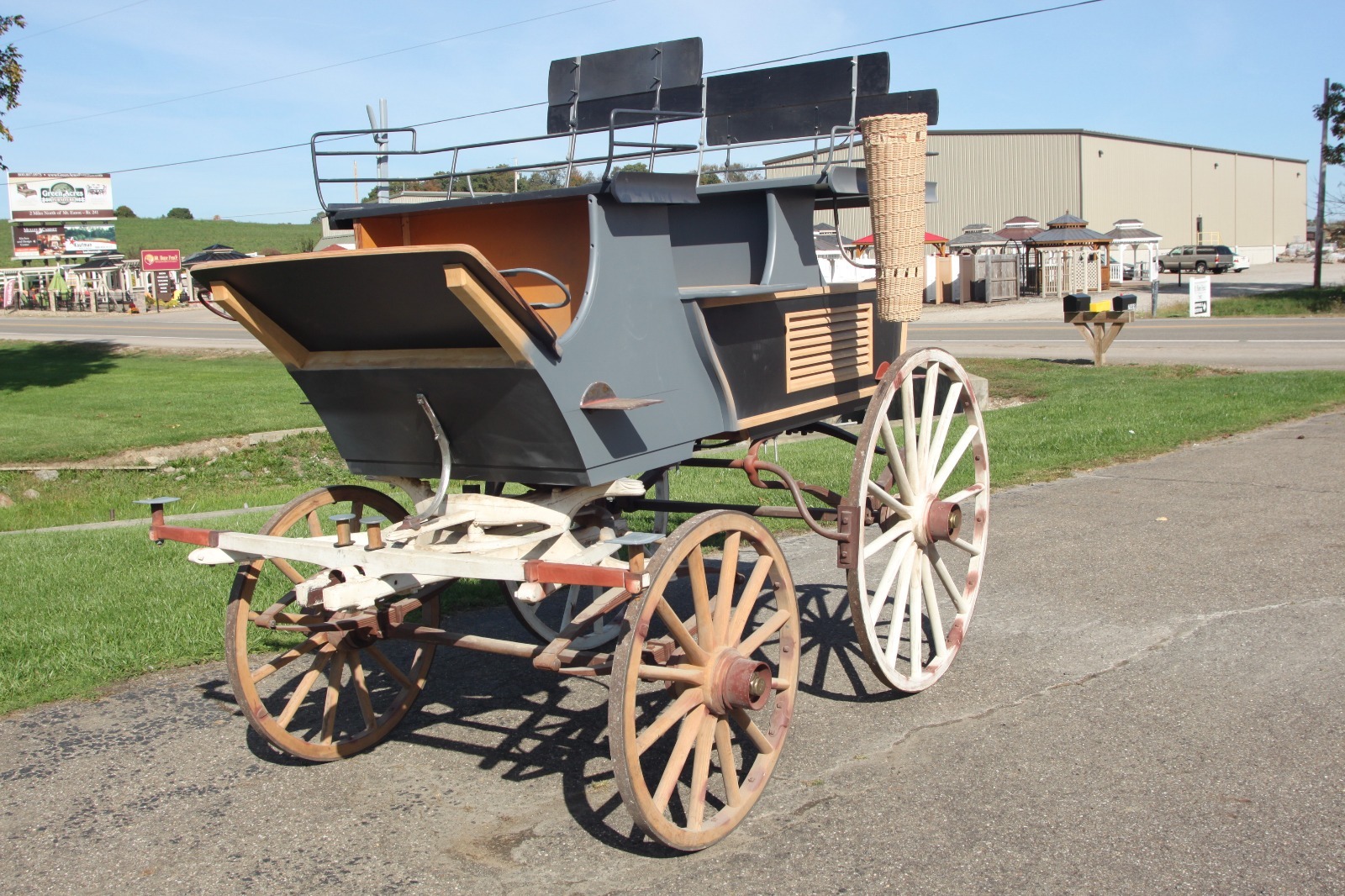 Horse Drawn Brewster Roof Seated Break Sleigh Buggy Wagon Carriage Cart Antique