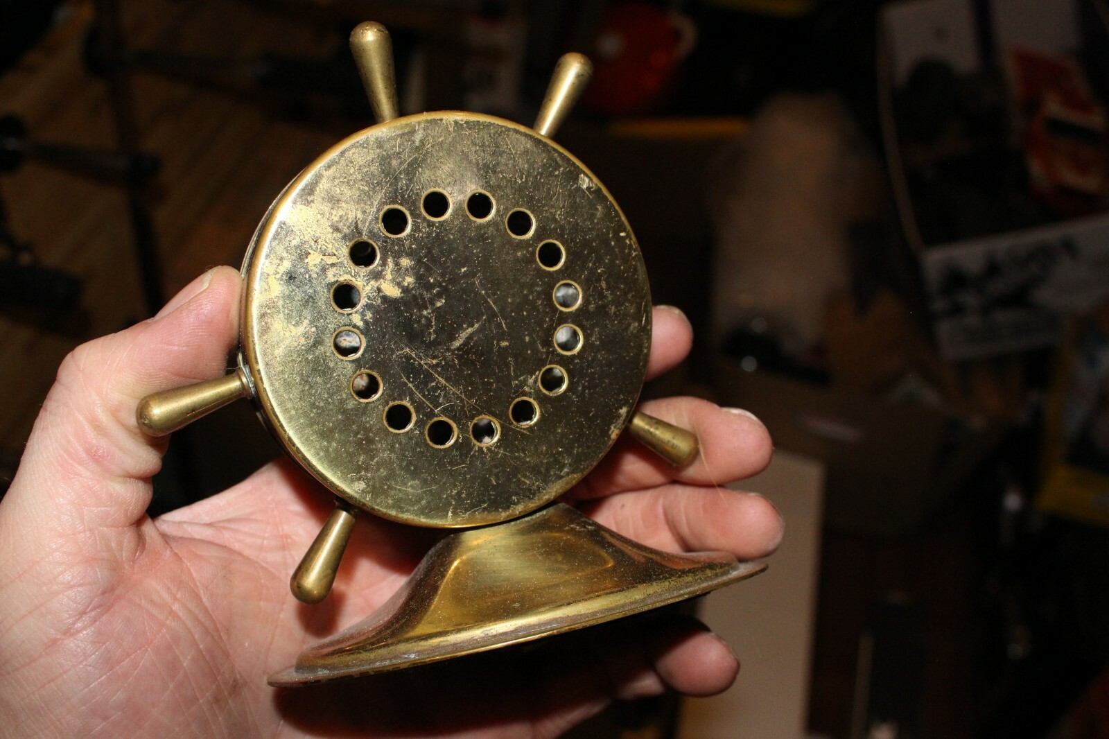 Vintage Ship Bell Barometer & Fahrenheit Thermometer With Base