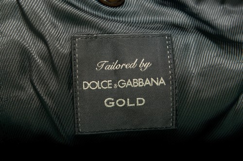 Pre-owned Dolce & Gabbana Men's "gold" 100% Wool Striped Three Piece Suit Us 34r It 44r In Gray