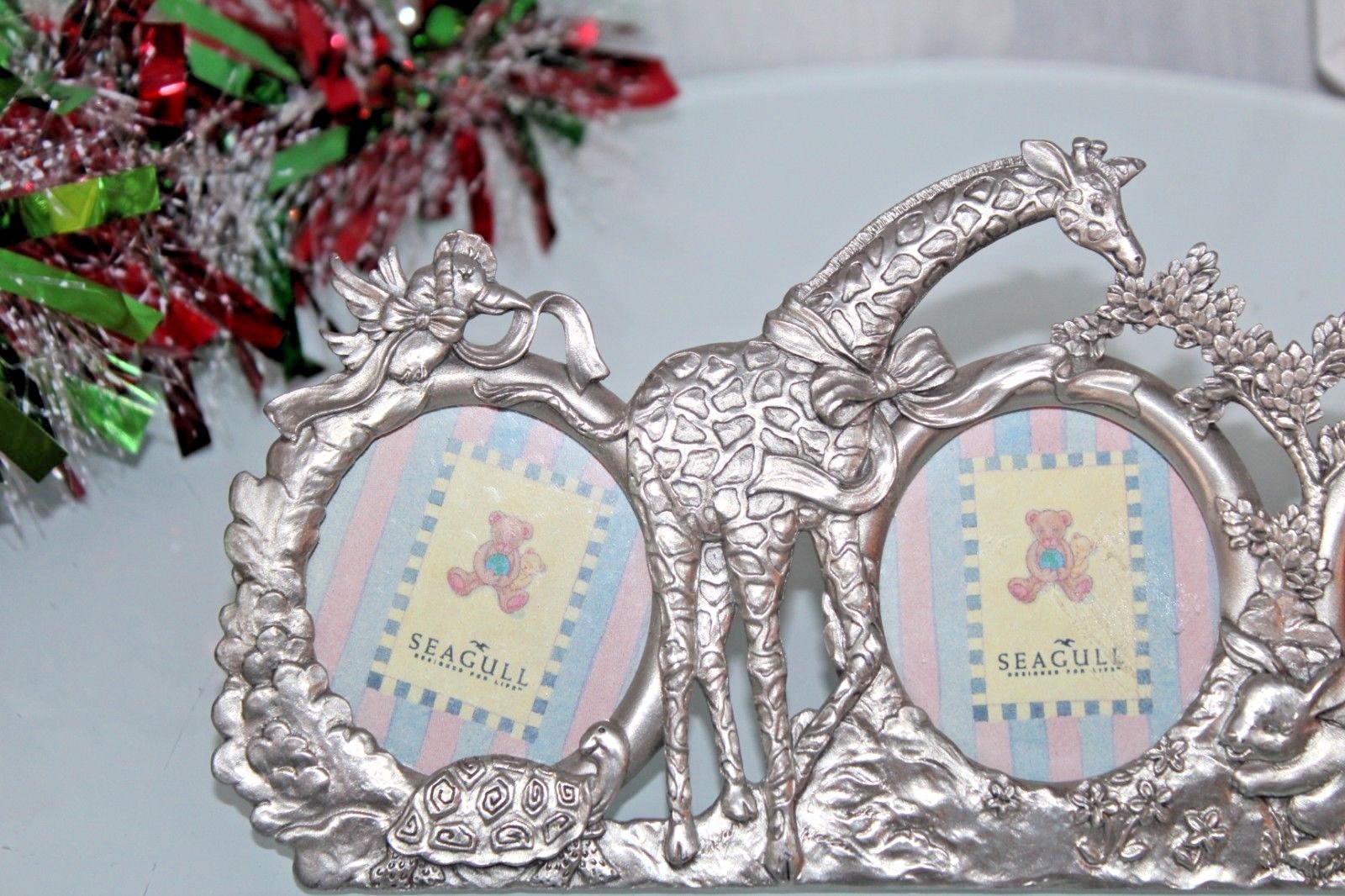 Vintage Seagull Fine Pewter Picture Frame PF-910~Safari/Elephant/Giraffe/Bear