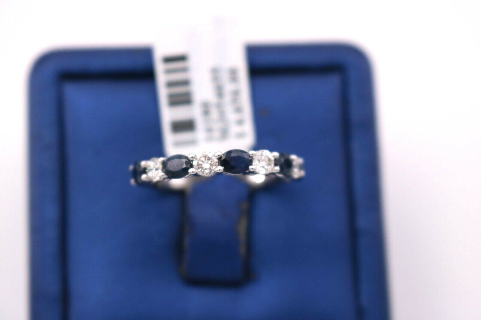 Pre-owned Handmade 14k White Gold 1.50 Ct Diamond & Sapphire Ladies Band, S14180