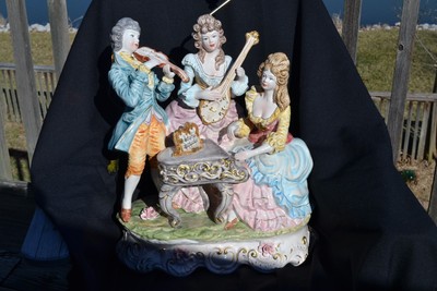 Large Vintage Capodimonte Porcelain Floral Italy Musicans Lamp Base