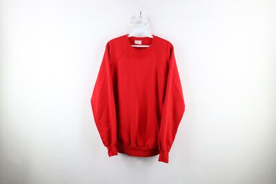 Vintage 70s Streetwear Mens Size 1X Big Faded Blank Crewneck Sweatshirt Red USA