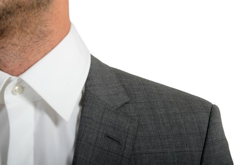 Pre-owned Hugo Boss "huge6/genius5" Men's 100% Wool Plaid Slim Gray Two Button Suit