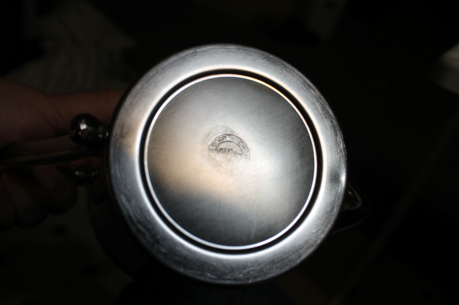 Vintage Chromium Cromwell Silver Mfg Co Tea Coffee Set w Creamer & Sugar