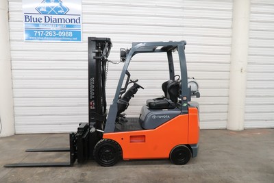 2015' Toyota 8FGCU15, 3,000# Cushion Tire Forklift, LPG Fuel, 3 Stage, SS, Scale