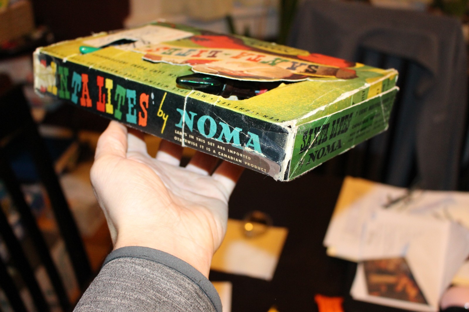 VINTAGE NOMA CHRISTMAS TREE SANTA LITES LIGHTS WITH BOX HOLIDAY DECORATION