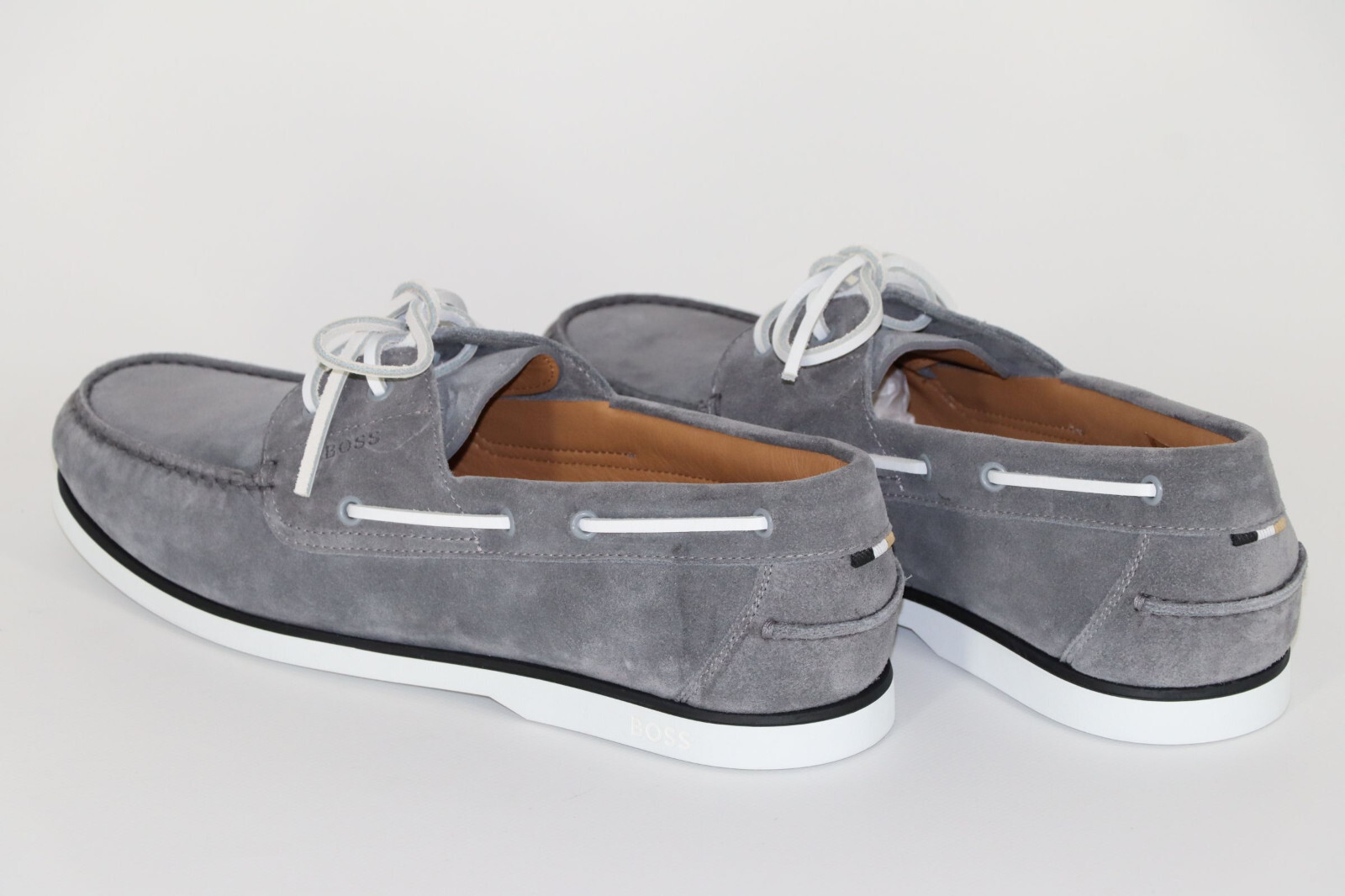 Pre-owned Hugo Boss Boat Shoes, Mod. Bannie_derb_sd, Size 44 / Us 11, Medium Grey In Gray