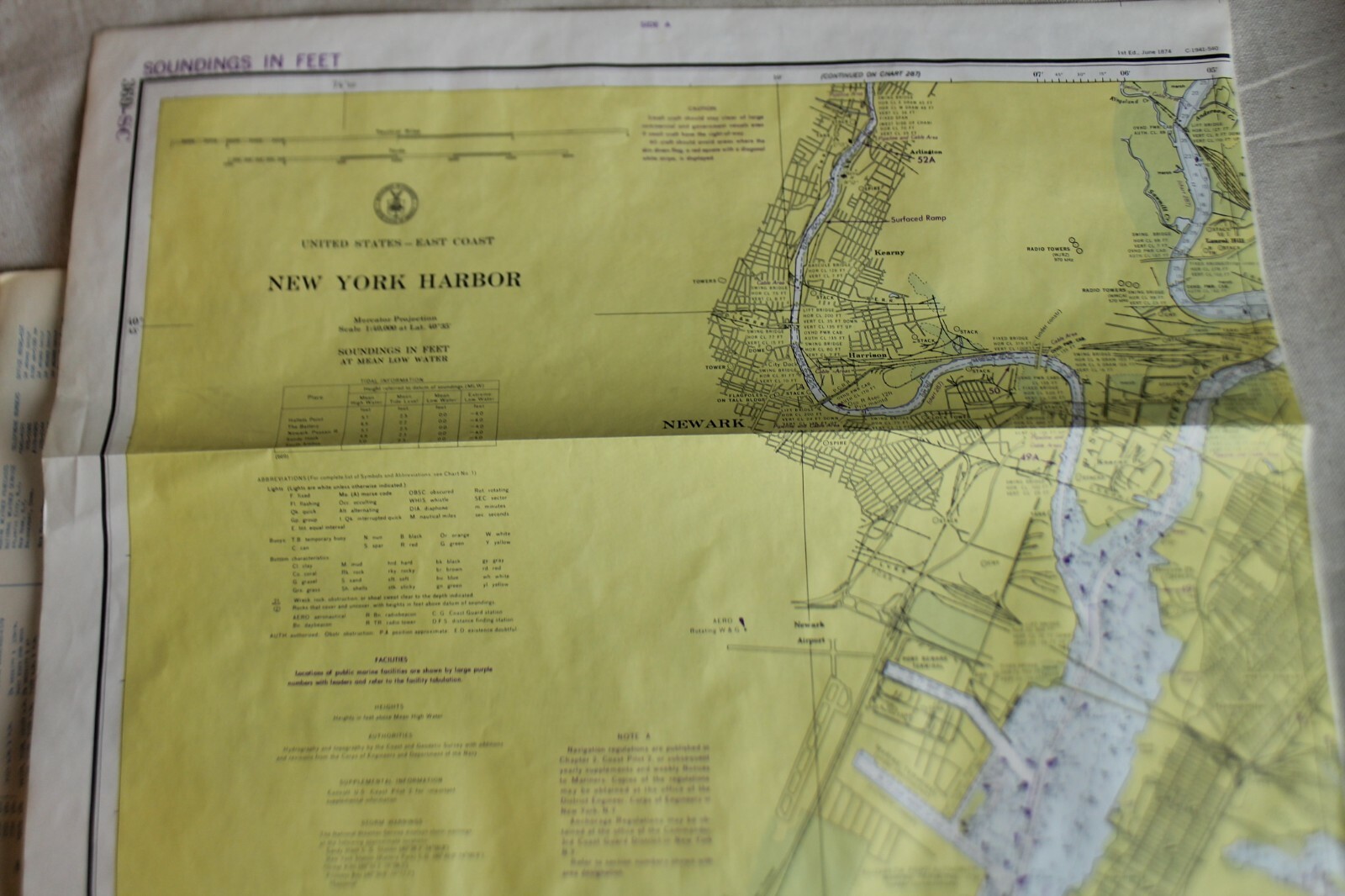 1972 VINTAGE - NAUTICAL CHART - 369-SC - NEW YORK HARBOR