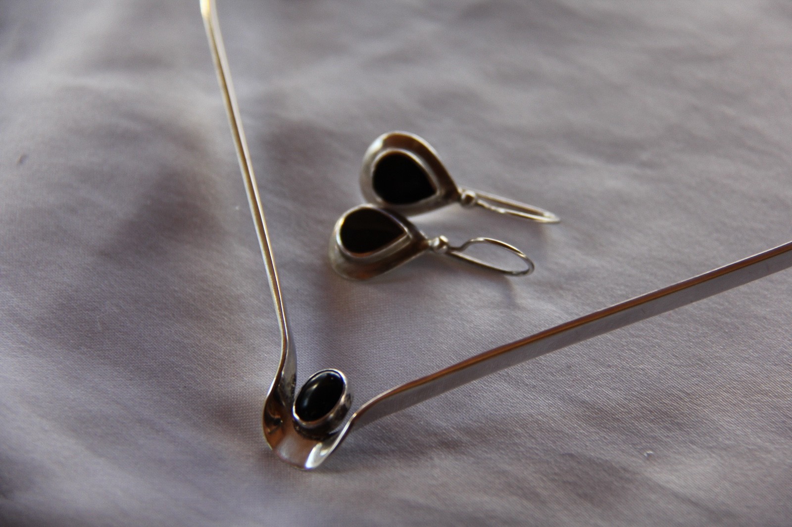 Sterling and Onyx necklace and earrings