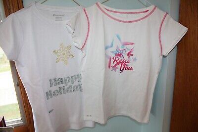 2 NWOT American Girl Size M 10-12 Stay True & Happy Holiday Graphic Tee Tops